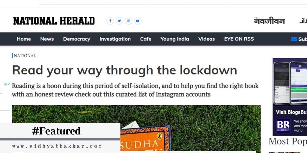 Read more about the article Featured in National Herald – Read your way through the lockdown.