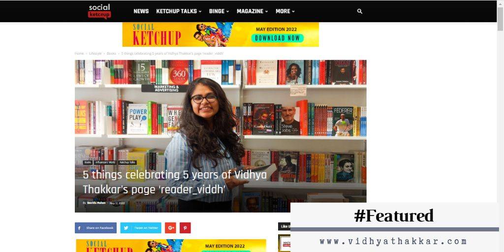 Read more about the article Celebrating 5 Years of reader_viddh with Social Ketchup – Featured