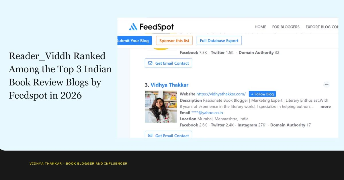 Reader_Viddh Ranked Among the Top 3 Indian Book Review Blogs by Feedspot in 2026