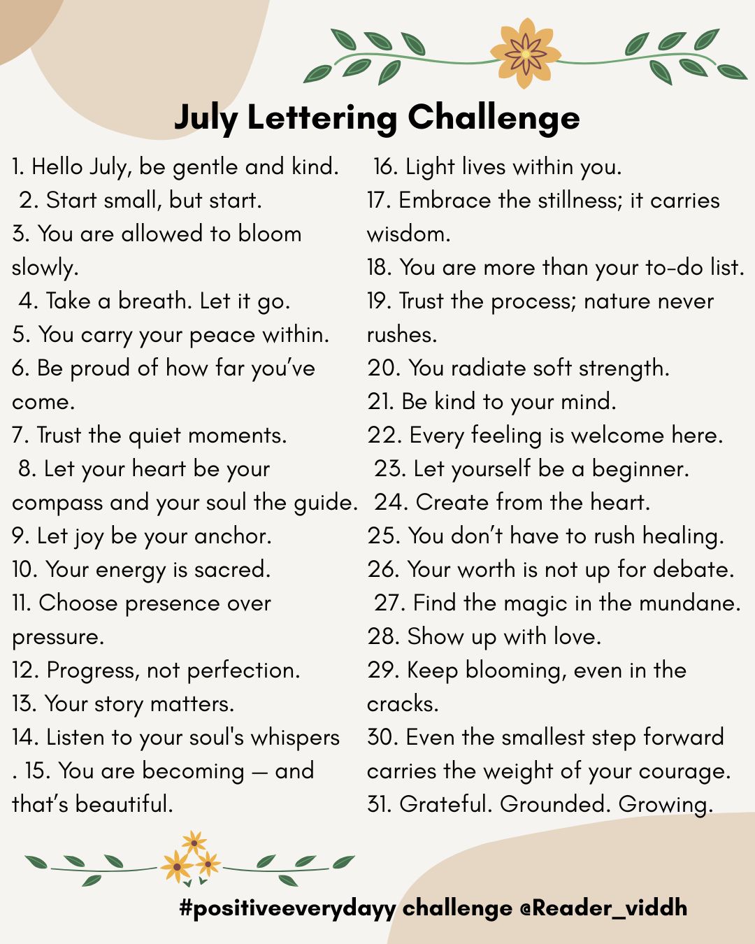 July is for Journaling: Here begins our #positiveeverydayy Challenge July Edition